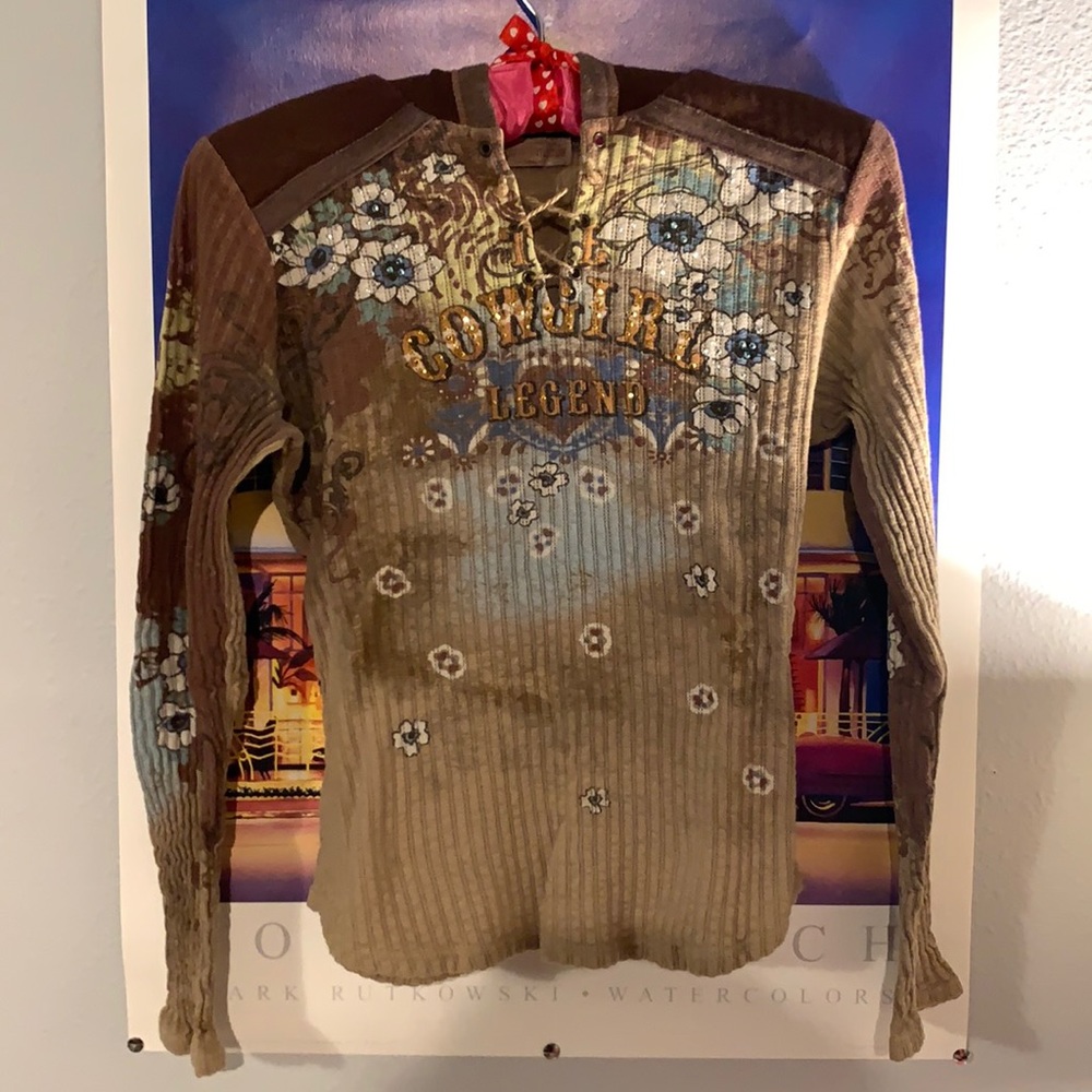 Y2k Vintage Skinny Minnie “Cowgirl Legend” cyber style hooded long sleeve!